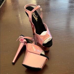 Pleaser Iridescent Pink Platform Sandals